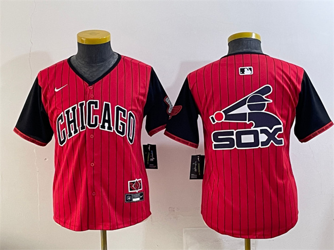 Youth Chicago White Sox Team Big Logo Red Black 2025 City Connect Limited Stitched Baseball Jersey
