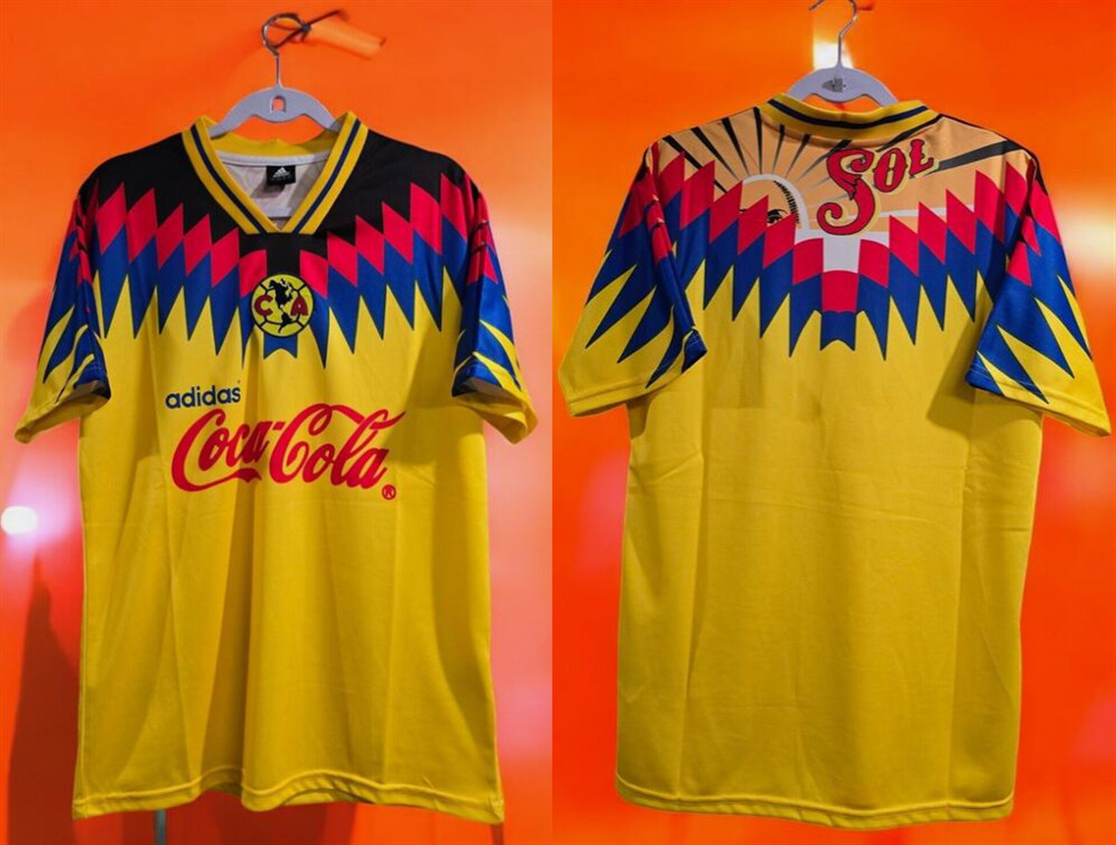 Men's Aguilas del America Black Yellow 94-95 Home Soccer Jersey