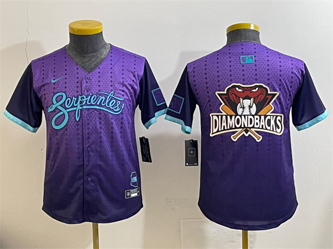 Youth Arizona Diamondbacks Team Big Logo Purple 2025 City Connect Limited Stitched Baseball Jerseys