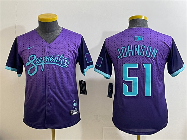 Youth Arizona Diamondbacks #51 Randy Johnson Purple 2025 City Connect Limited Stitched Baseball Jersey