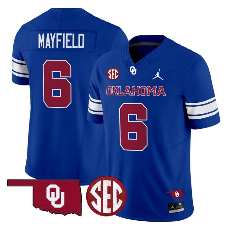 Men's Oklahoma Sooners #6 Baker Mayfield Royal Limited Stitched Jersey