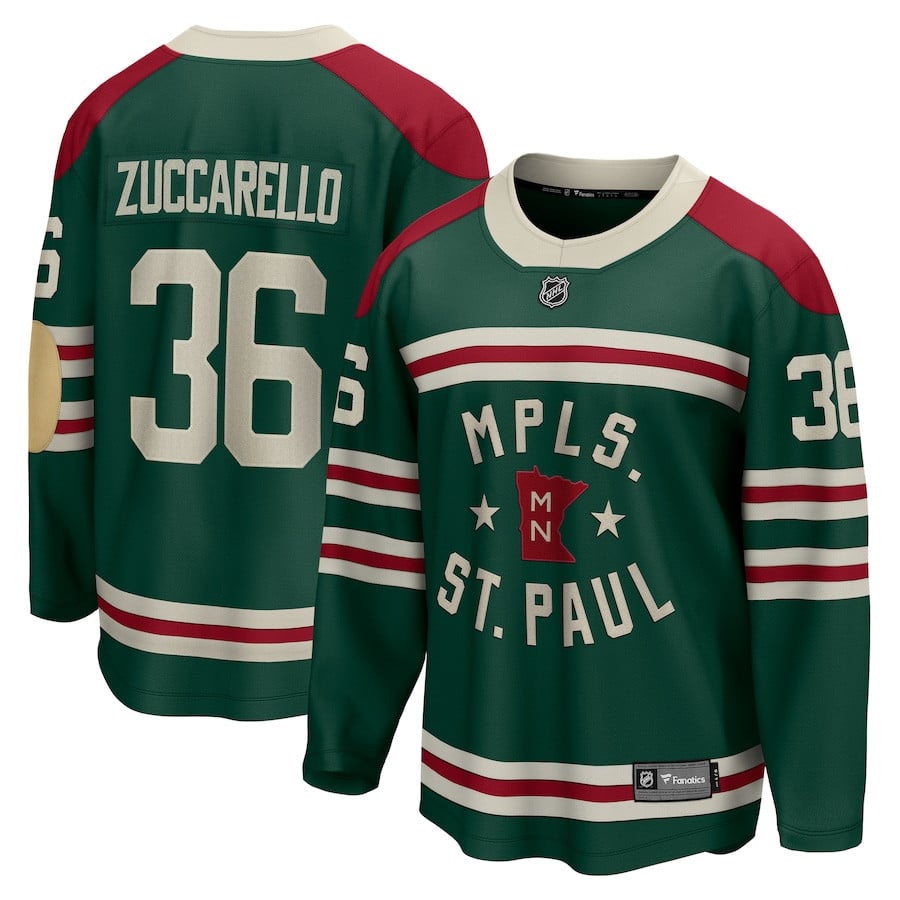 Men's Minnesota Wild #36 Mats Zuccarello Green Stitched Hockey Jersey
