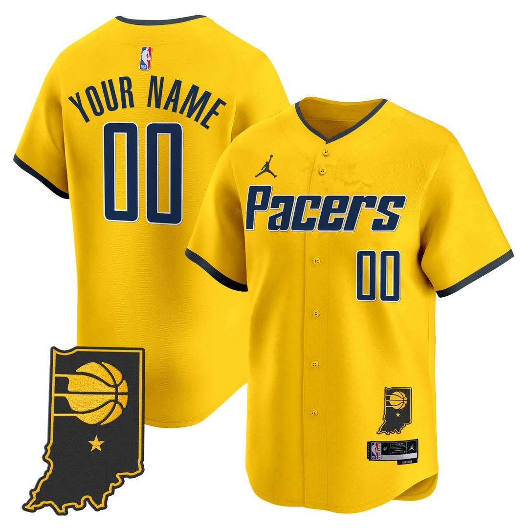 Indiana Pacers Vapor Baseball Custom Jersey Statement Gold - All Stitched
