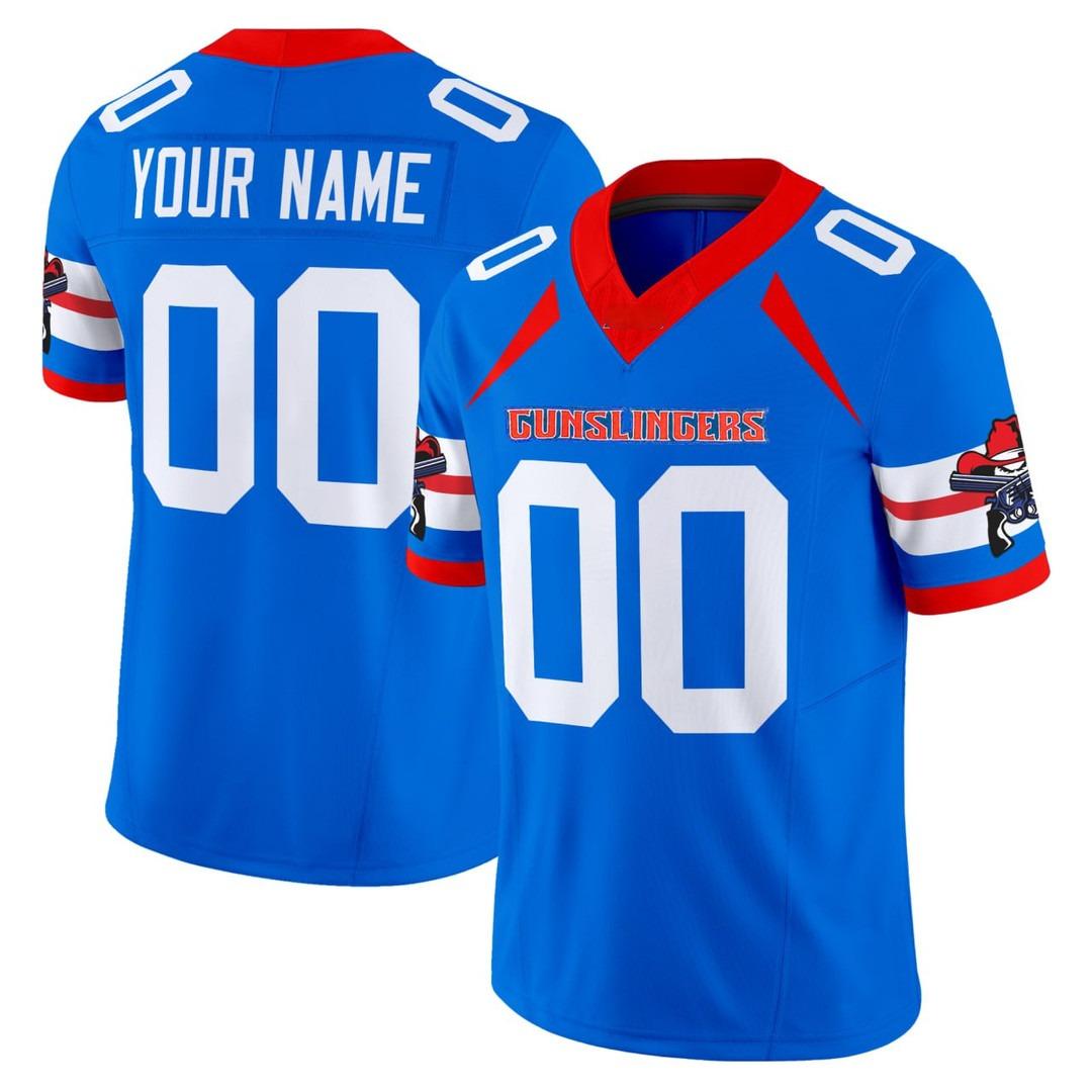 San Antonio Gunslingers Blue Custom Jersey - All Stitched