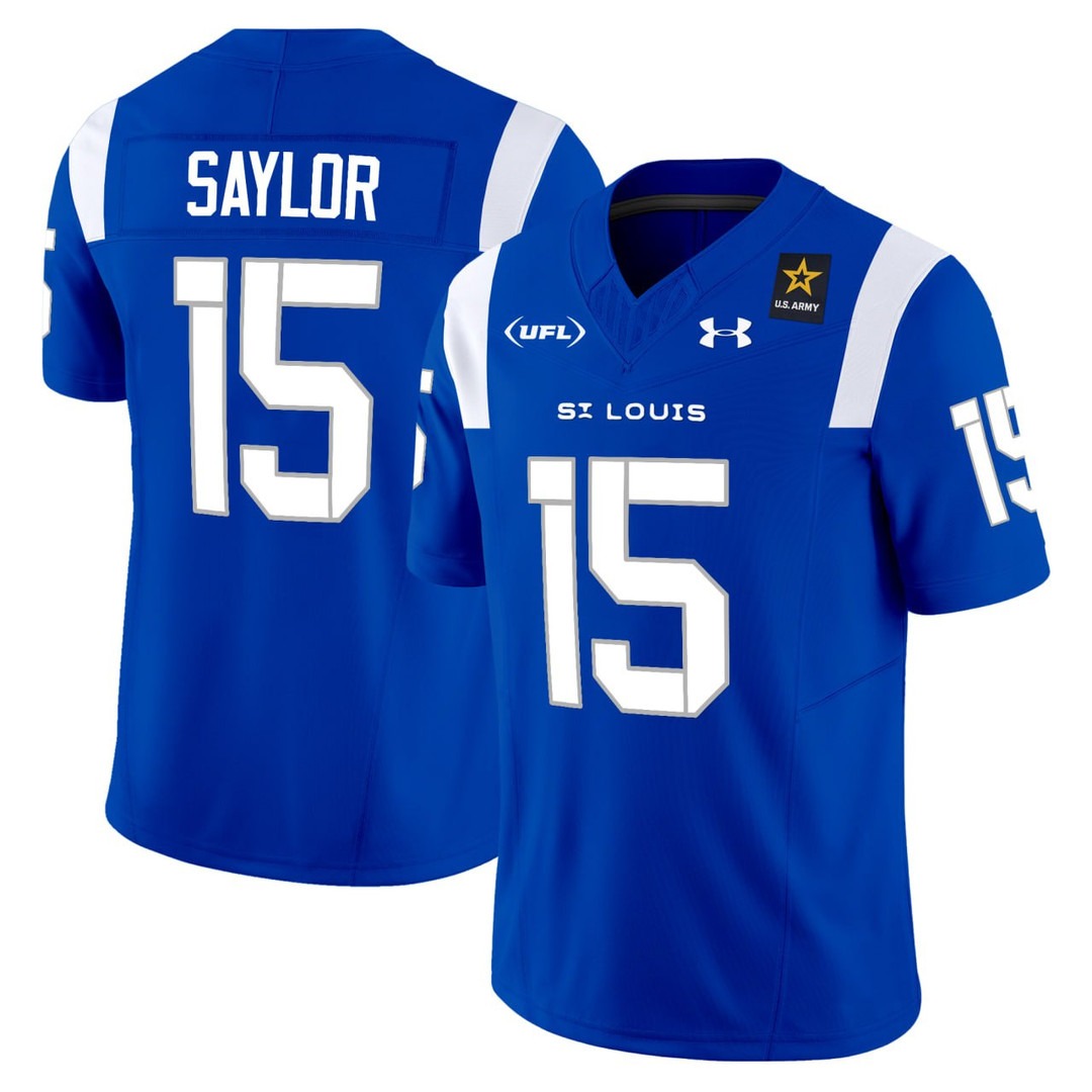 St. Louis Battlehawks Custom UFL football Royal Jersey - All Stitched