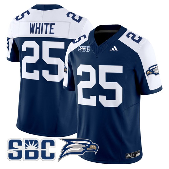 Men's Georgia Southern Eagles #25 Jalen White Blue Alternate 2024 Vapor Limited Stitched Football Jersey