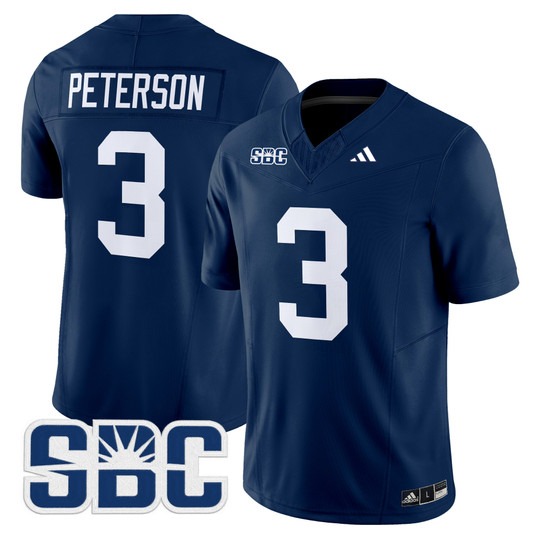 Men's Georgia Southern Eagles #3 Adrian Peterson Blue 2024 Vapor Limited Stitched Football Jersey