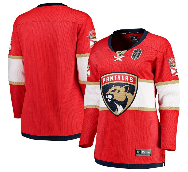 Women's Florida Panthers Blank Red 2025 Stanley Cup Final Home Stitched Hockey Jersey