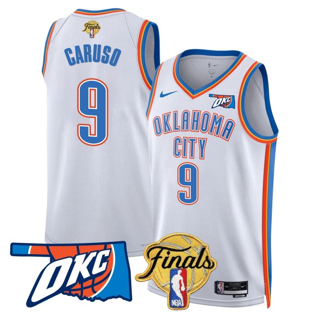 Men's Oklahoma City Thunder #9 Alex Caruso NBA Finals Patch White Association Stitched Basketball Jersey
