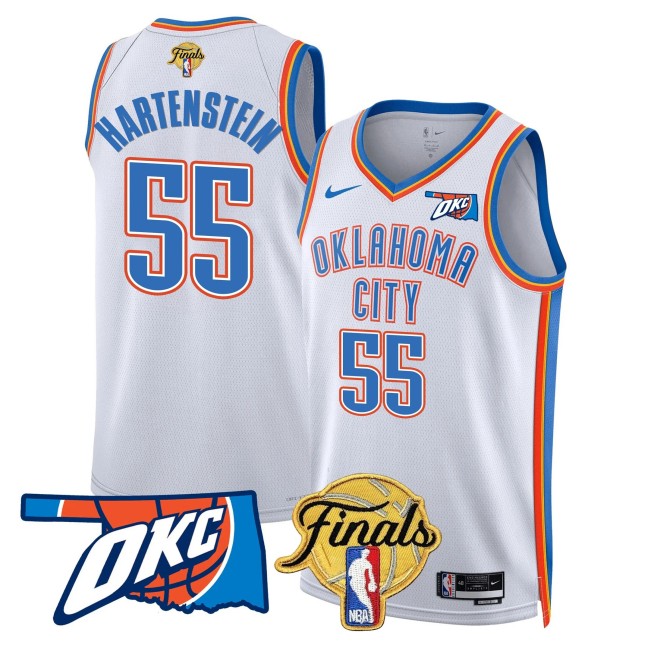 Men's Oklahoma City Thunder #55 Isaiah Hartenstein NBA Finals Patch White Association Stitched Basketball Jersey