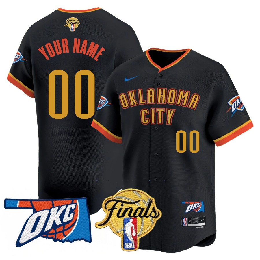 Oklahoma City Thunder Active Player Custom City Connect Black NBA Finals Patch Limited Stitched Baseball Jersey
