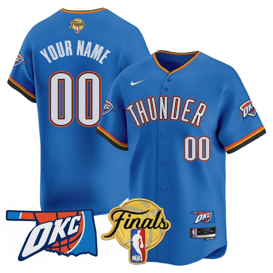 Oklahoma City Thunder Active Player Custom Icon Blue NBA Finals Patch Limited Stitched Baseball Jersey