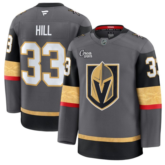 Men's Adin Hill Jersey #33 Vegas Golden Knights Premium Stitched Gray