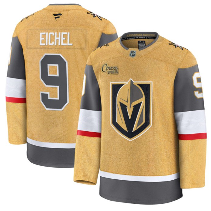 Men's Jack Eichel Jersey #9 Vegas Golden Knights Premium Stitched Gold