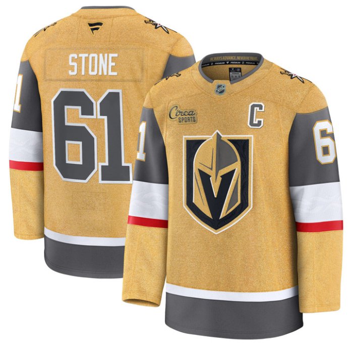 Men's Mark Stone Jersey #61 Vegas Golden Knights Premium Stitched Gold