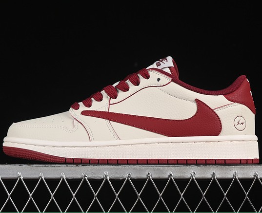 Travis Scott X Fragment Design X Air Jordan 1 Low OG SP White/Red LK1099-066
