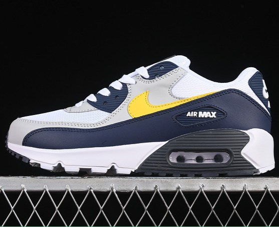 Air Max 90 Essential 'Michigan' AJ1285-101 White/Blue Recall/Pure Platinum/Tour Yellow