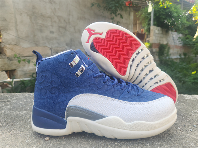 Men's Running weapon Air Jordan 12 Navy White Sneaker 0966