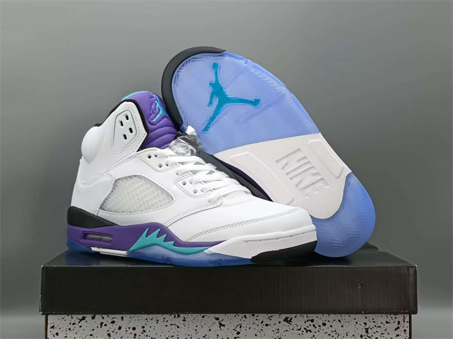 UNISEX Running Weapon Air Jordan 5 White Purple Shoes 096