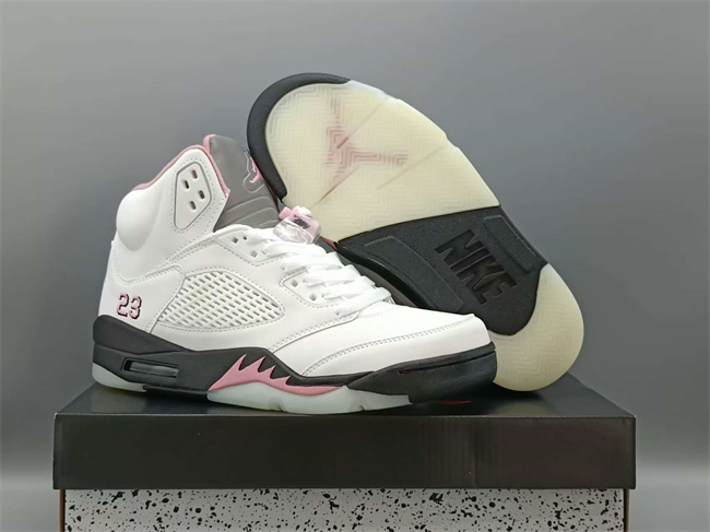 UNISEX Running Weapon Air Jordan 5 White Pink Shoes 099