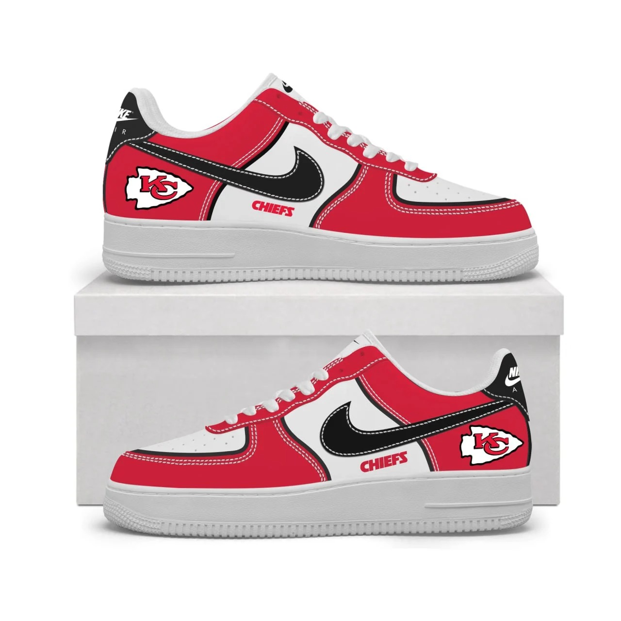 Kansas City Chiefs Red & White Air Force 1 Shoes