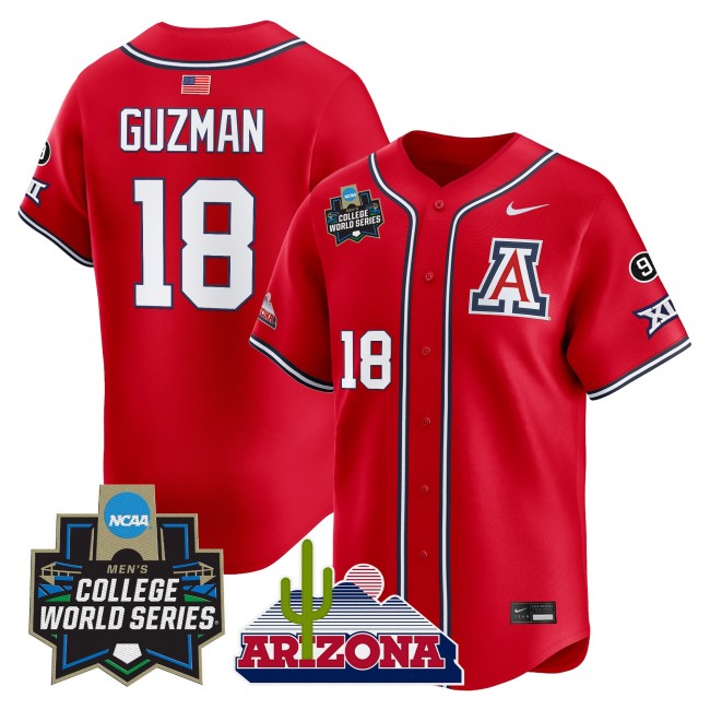 Men's Arizona Wildcats #18 Adonys Guzman Red 2025 World Series Vapor Premier Limited College Baseball Jersey - All Stitched