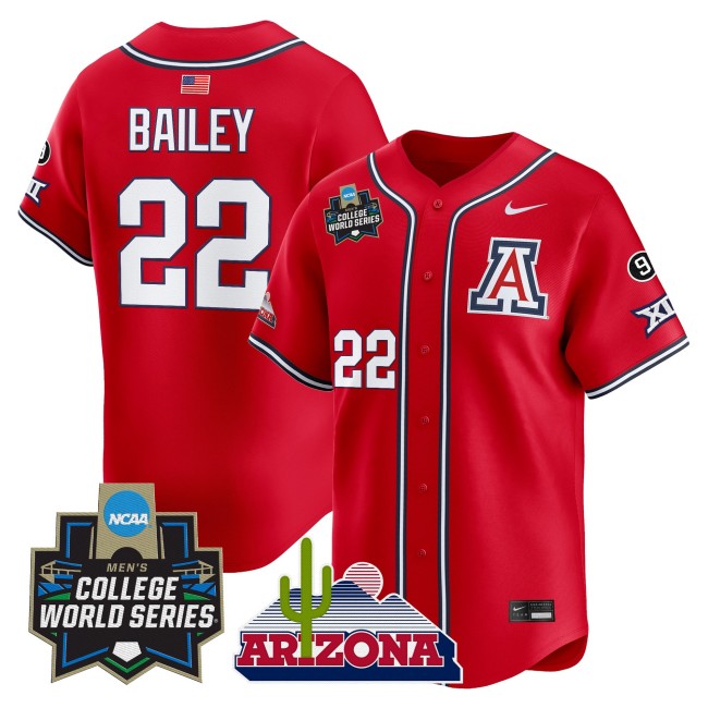 Men's Arizona Wildcats #22 Smith Bailey Red 2025 World Series Vapor Premier Limited College Baseball Jersey - All Stitched