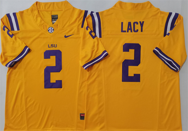 Men's LSU Tigers #2 Kyren Lacy Nike Yellow F.U.S.E. Stitched Football Jersey