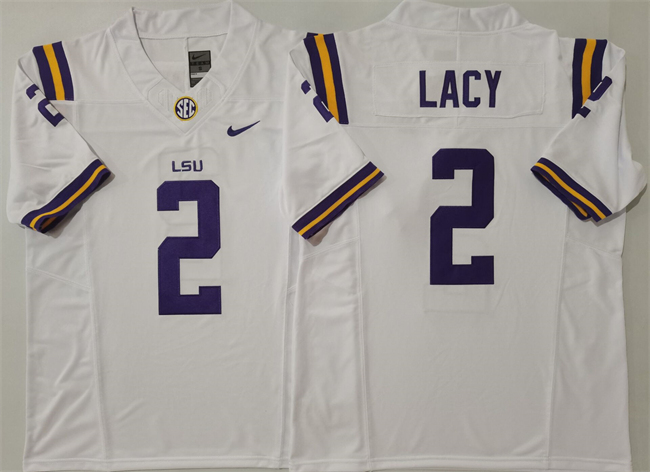 Men's LSU Tigers #2 Kyren Lacy Nike White F.U.S.E. Stitched Football Jersey