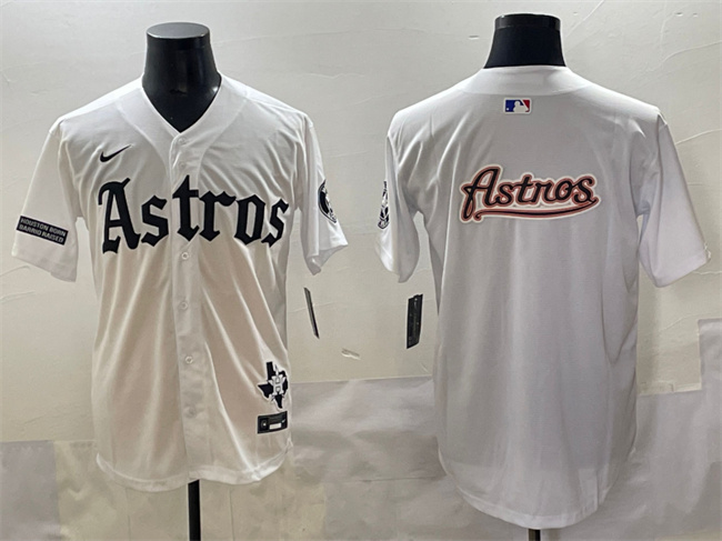 Men's Houston Astros Team Big Logo White Gothic 'Houston Born Barrio Raised' Limited Jersey