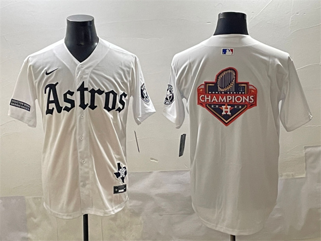 Men's Houston Astros Team Big Logo White Gothic 'Houston Born Barrio Raised' Limited Stitched Baseball Jersey