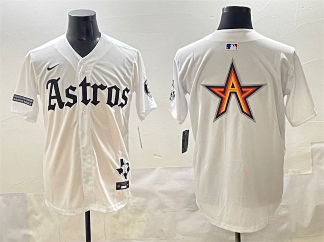 Men's Houston Astros Team Big Logo White Gothic 'Houston Born Barrio Raised' Limited Baseball Jerseys