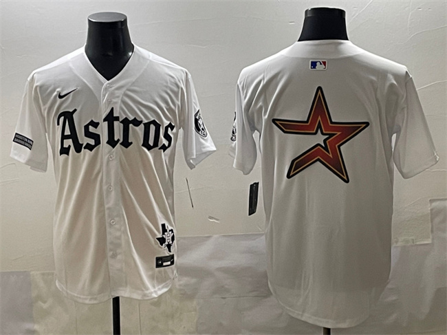 Men's Houston Astros Team Big Logo White Gothic 'Houston Born Barrio Raised' Limited Baseball Jersey