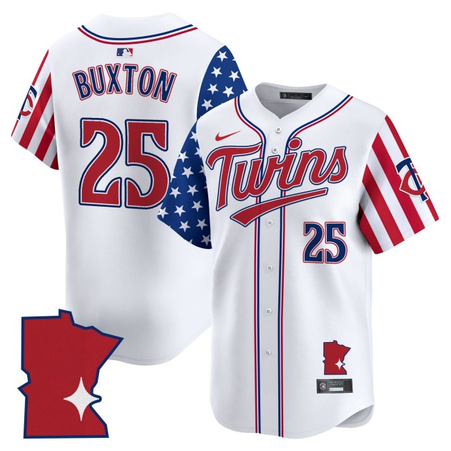Men's Minnesota Twins #25 Byron Buxton Nike 2025 Independence Day Limited MLB Baseball Jersey White - All Stitched