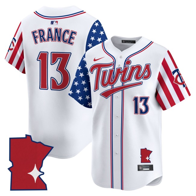 Men's Minnesota Twins #13 Ty France Nike White 2025 Independence Day Limited MLB Baseball Jersey - All Stitched