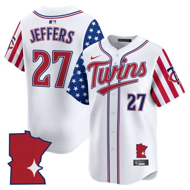 Men's Minnesota Twins #27 Ryan Jeffers Nike 2025 Independence Day Limited MLB Baseball Jersey White - All Stitched