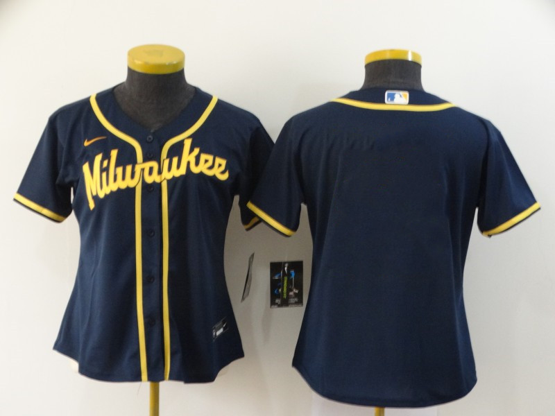 WMNS Milwaukee Brewers Blank Cool Base Stitched Baseball Jersey
