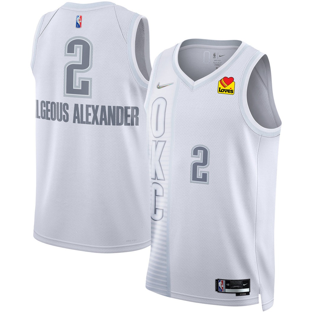 Men's Shai Gilgeous-Alexander #2 Oklahoma City Thunder White Jersey - All Stitched