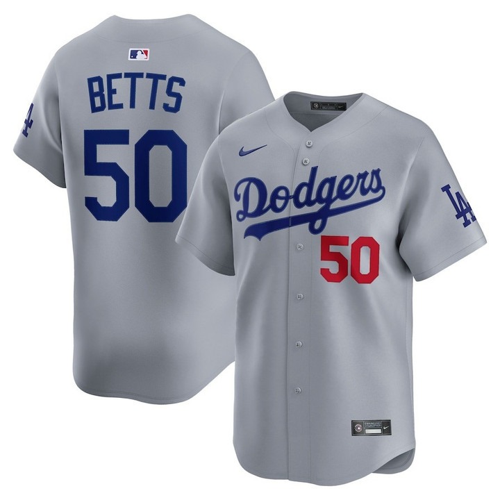 Men's Los Angeles Dodgers #50 Mookie Betts Grey Nike Limited Stitched MLB Baseball Jersey