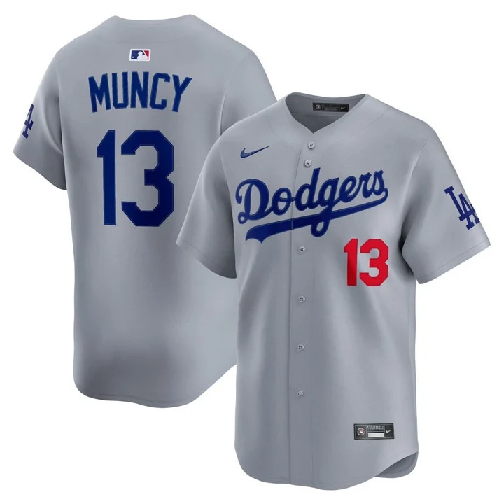 Men's Los Angeles Dodgers #13 Max Muncy Grey Nike Limited Stitched MLB Baseball Jersey