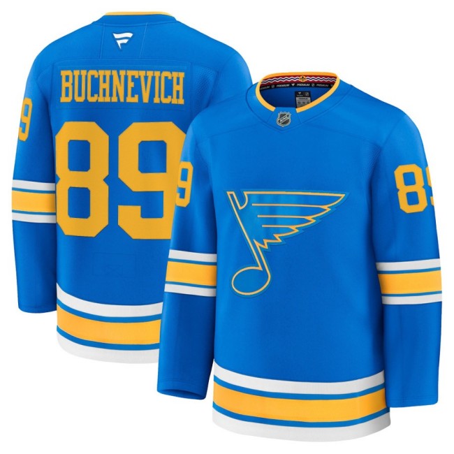 Men's St. Louis Blues #89 Pavel Buchnevich Blue 2025-26 Premium Stitched Hockey Jersey