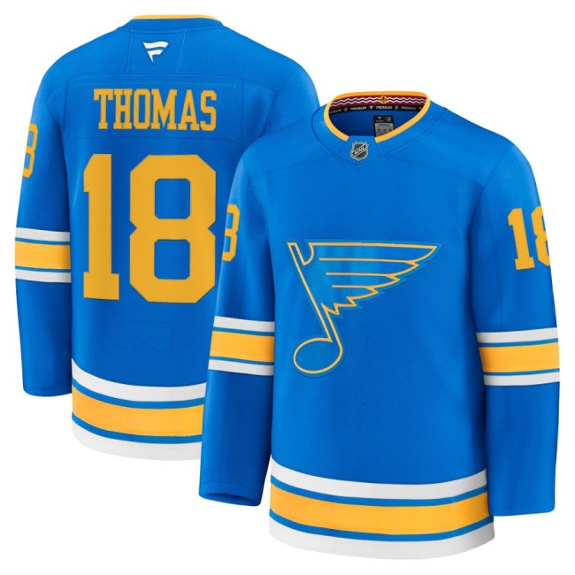 Men's St. Louis Blues #18 Robert Thomas Blue 2025-26 Premium Stitched Hockey Jersey