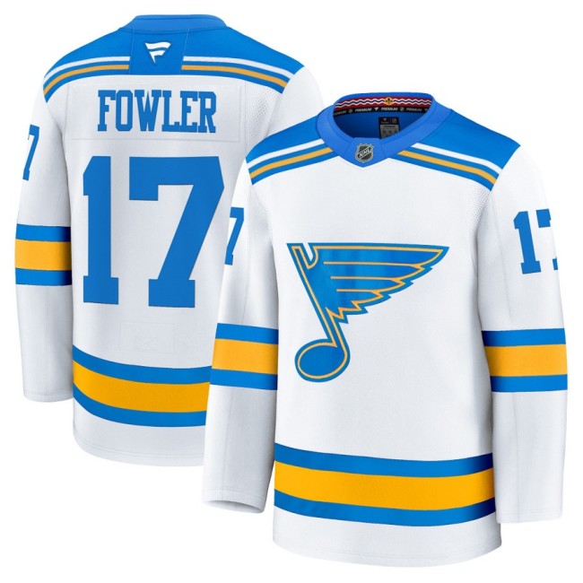 Men's St. Louis Blues #17 Cam Fowler White 2025-26 Premium Stitched Hockey Jersey
