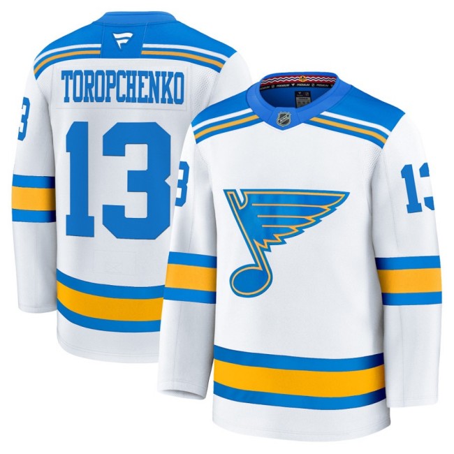 Men's St. Louis Blues #13 Alexey Toropchenko White 2025-26 Premium Stitched Hockey Jersey