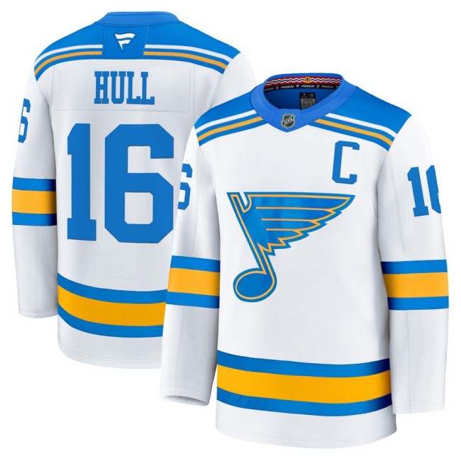 Men's St. Louis Blues #16 Brett Hull White 2025-26 Premium Stitched Hockey Jersey