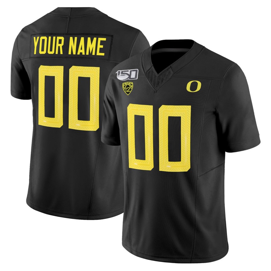 Oregon Ducks Custom Black NCAA 150th Limited Stitched Football Jersey
