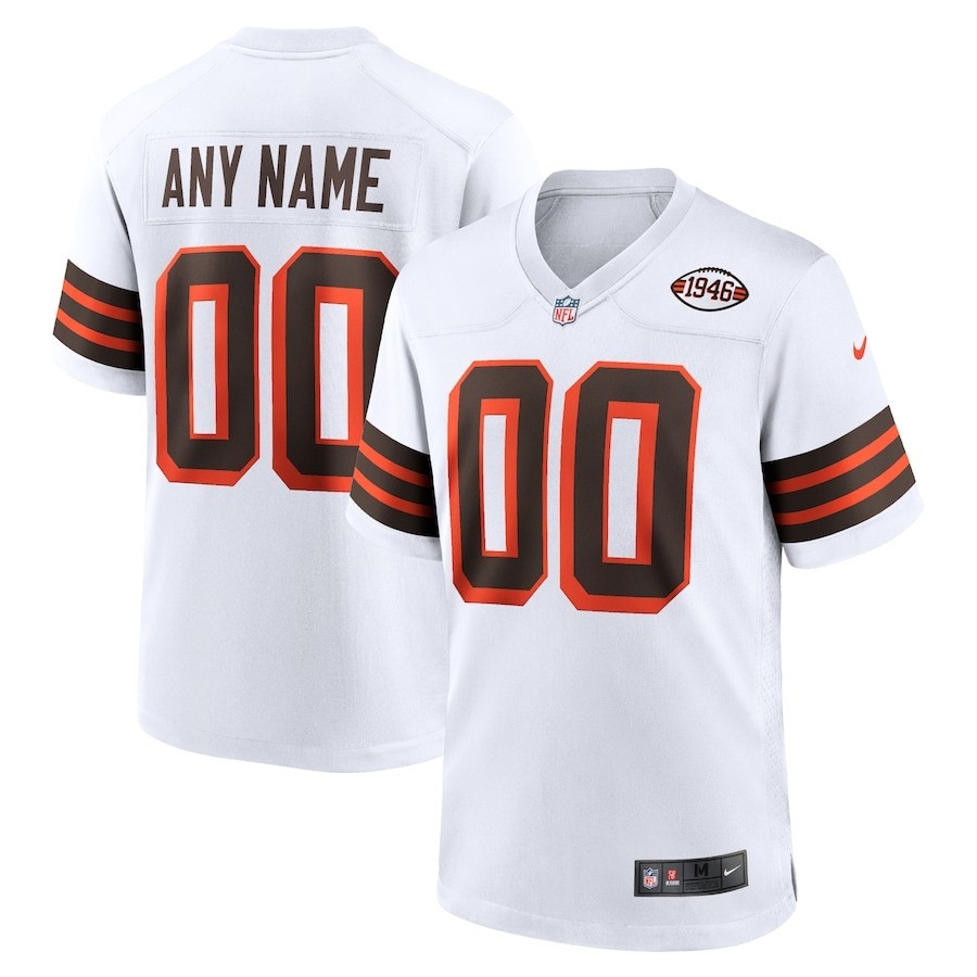 Cleveland Browns Custom White Nike Game 1946 Throwback Stitched Jersey