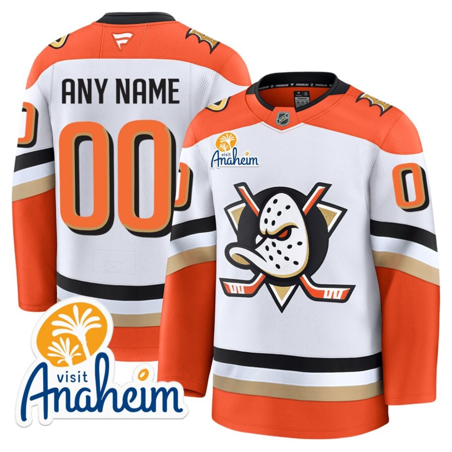 Anaheim Ducks Custom White Visit Anaheim Patch Stitched Hockey Jersey