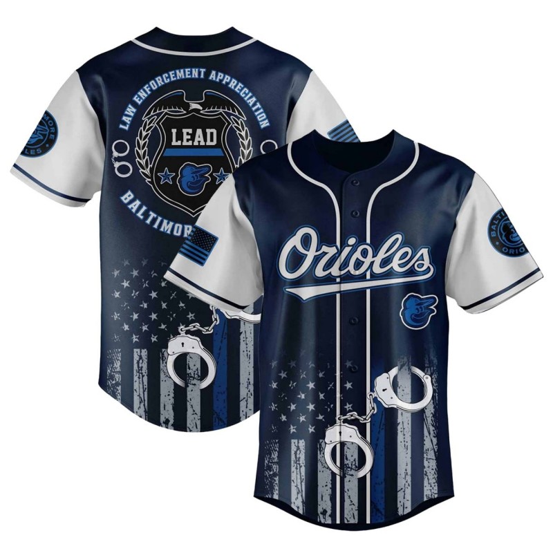 Baltimore Orioles Law Enforcement Appreciation Day Navy Jersey - Printed