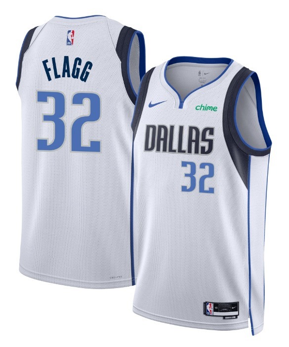 Men's Dallas Mavericks #32 Cooper Flagg White 2025 Draft Association Edition Stitched Basketball Jersey - Sponsor Patch